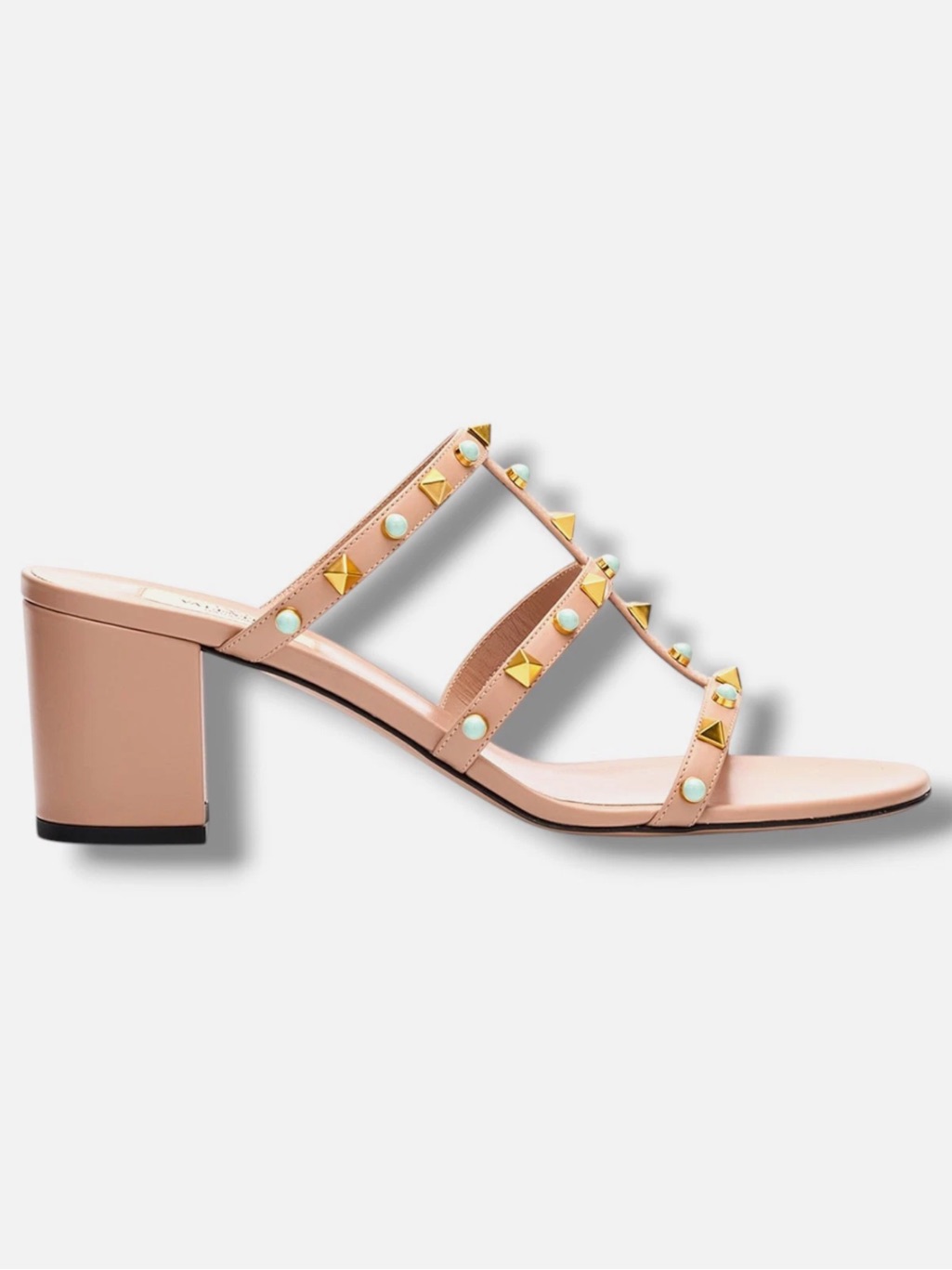 Valentino Garavani Pink Blush Studded Leather Mule